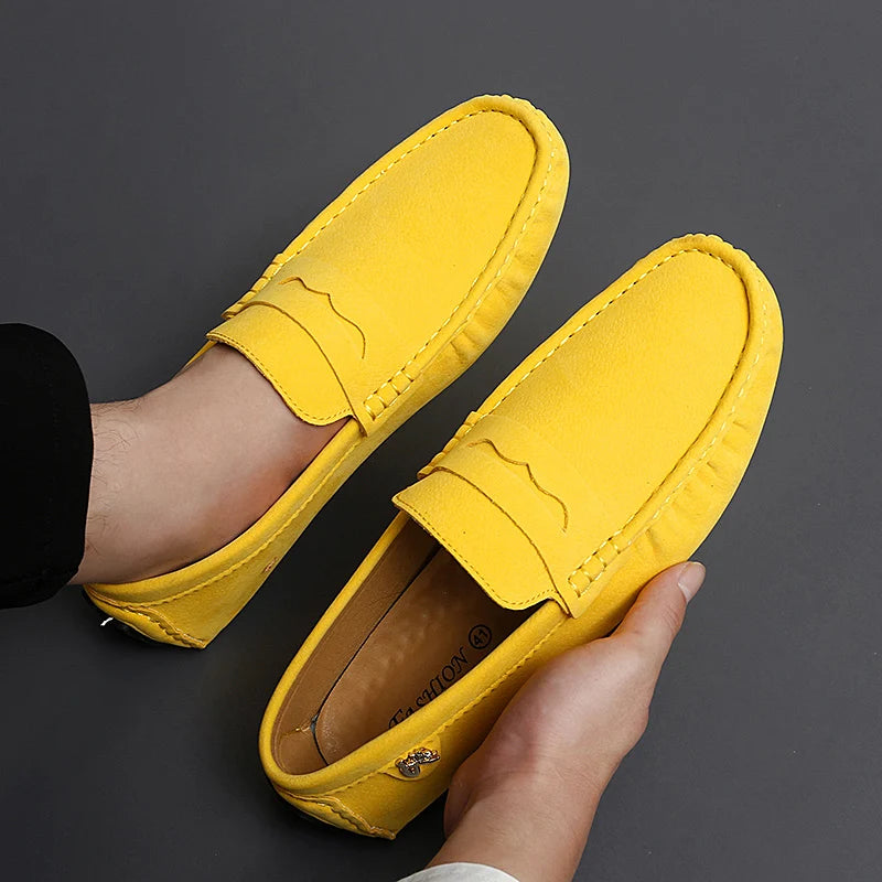 Suede Leather Penny Peas Loafers Men Women Boys Driving Shoes Big Size 35-48 Moccasins Slip on Flats Designer Mens Loafers Pink