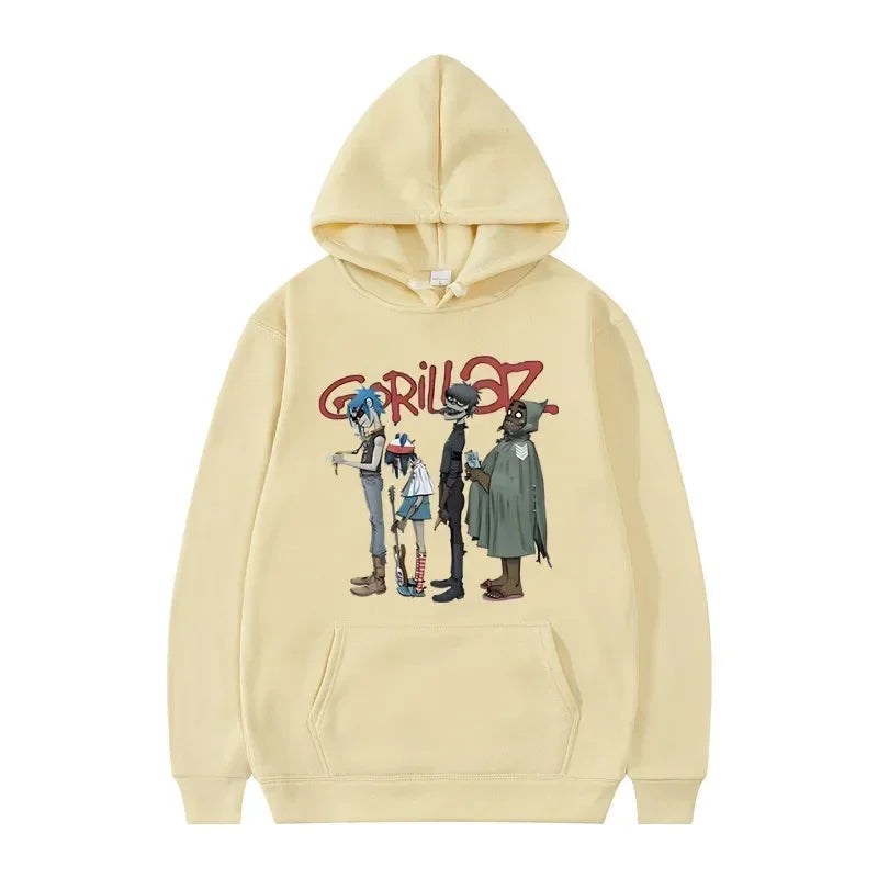 Gorillaz Punk Rock Men's and Women's Cartoon Sweater Hoodie Retro Fashion Clothing Casual Music Men's Clothing New Style