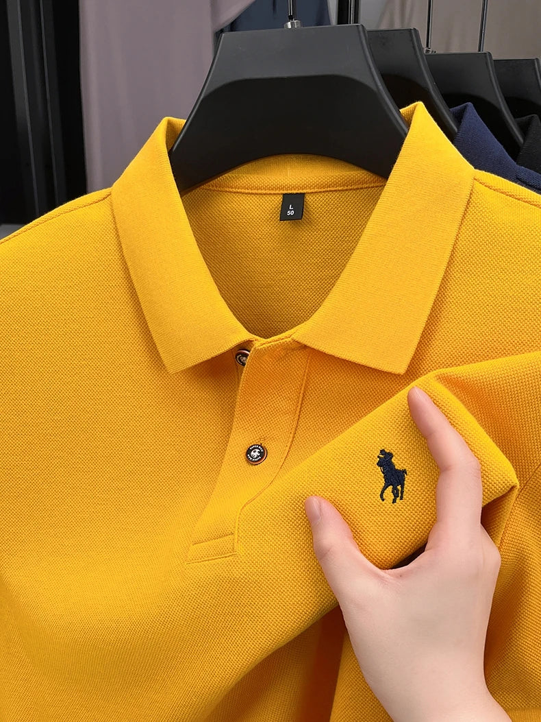 Premium Luxury Brand Men's Polo Shirt Lapel Horse Embroid Short Sleeve 100Cotton T-Shirt Business Office Golf Summer Men's Wear