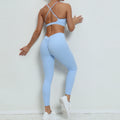 Seamless Yoga Sets Sports Fitness Hip-lifting Nude Feel Pants Cross Beauty Back Bra Suits Workout Gym Leggings Set for Women