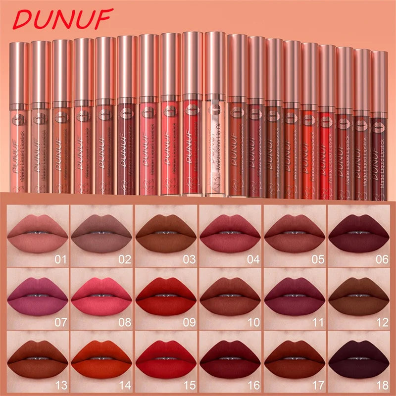 Matte Velvet Lip Gloss Dark Red Brown Lip Glaze Long Lasting Waterproof Liquid Lipstick Natural Moisturizer Transparent Lip Oil