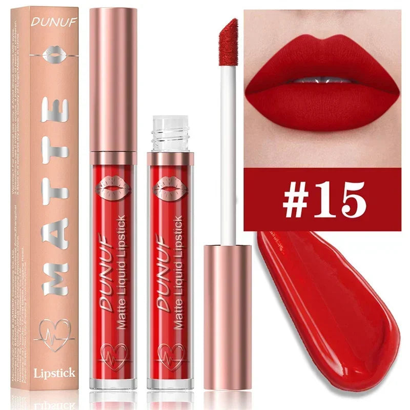 Matte Velvet Lip Gloss Dark Red Brown Lip Glaze Long Lasting Waterproof Liquid Lipstick Natural Moisturizer Transparent Lip Oil