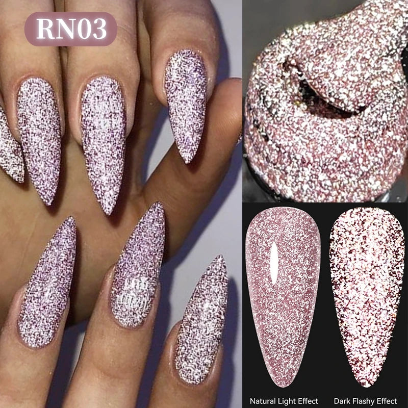 LILYCUTE 7ml Reflective Glitter Gel Nail Polish Shining Sparkling Gorgeous Silver Effect Semi-permanent UV Gel Nail Art Manicure