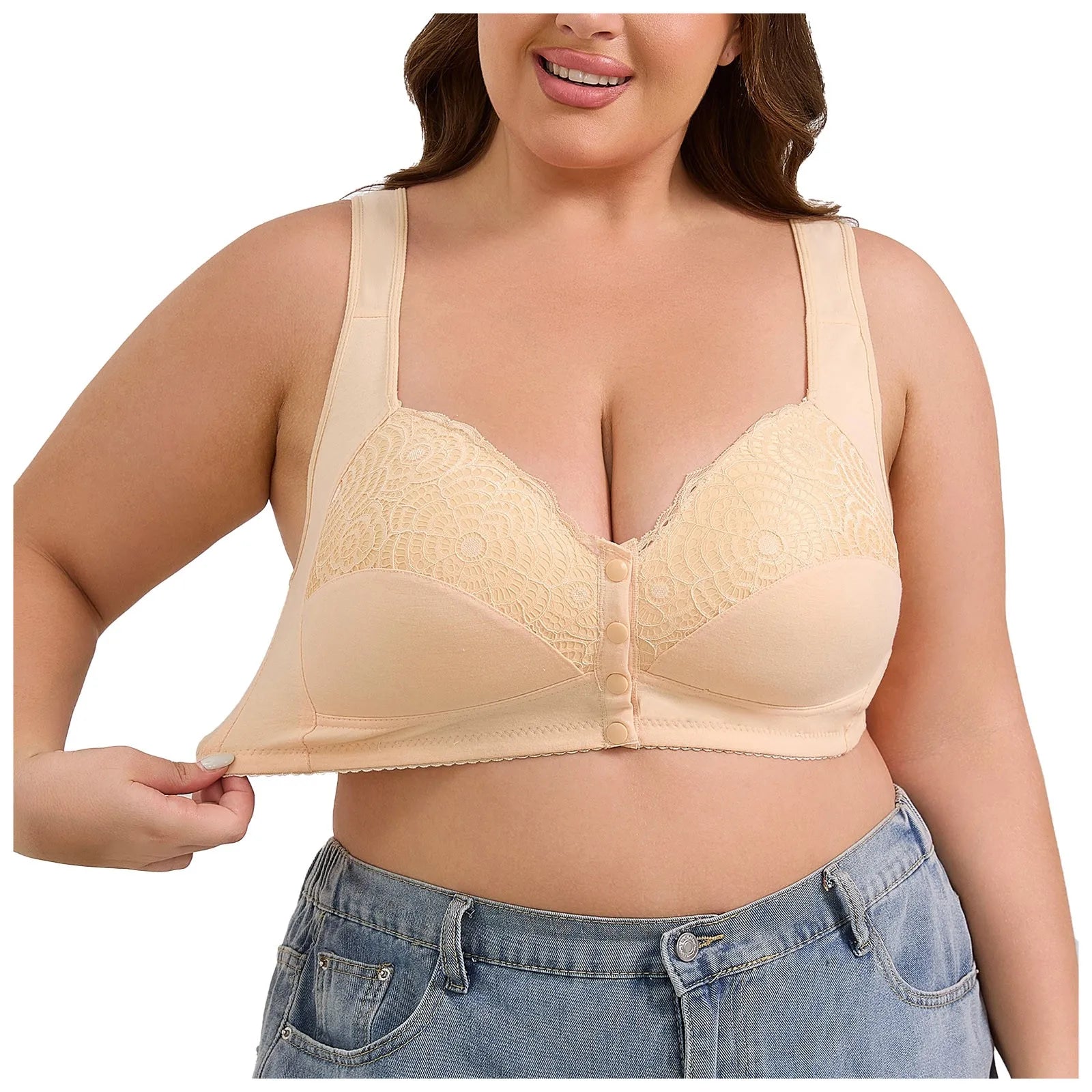 Wireless Bras For Women Plus Size Push Up Bralettes No Underwire Bra Front Closure Wirefree Bustier Tops Soft Comfort Underwear