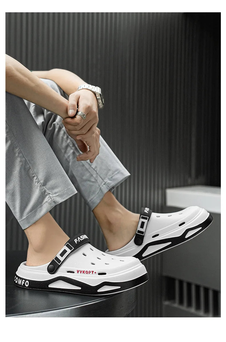 Summer Men Sandals Light EVA Men's Casual Shoes Platform Hole Shoes Clogs Men Home Garden Outdoor Male Beach Slippers Big Size