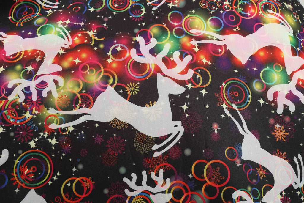 Elegant Digital Print Long Sleeve round Neck Dress with Belt Midi Skirt Large Swing Christmas Theme Cross-Border Knitted Fabric