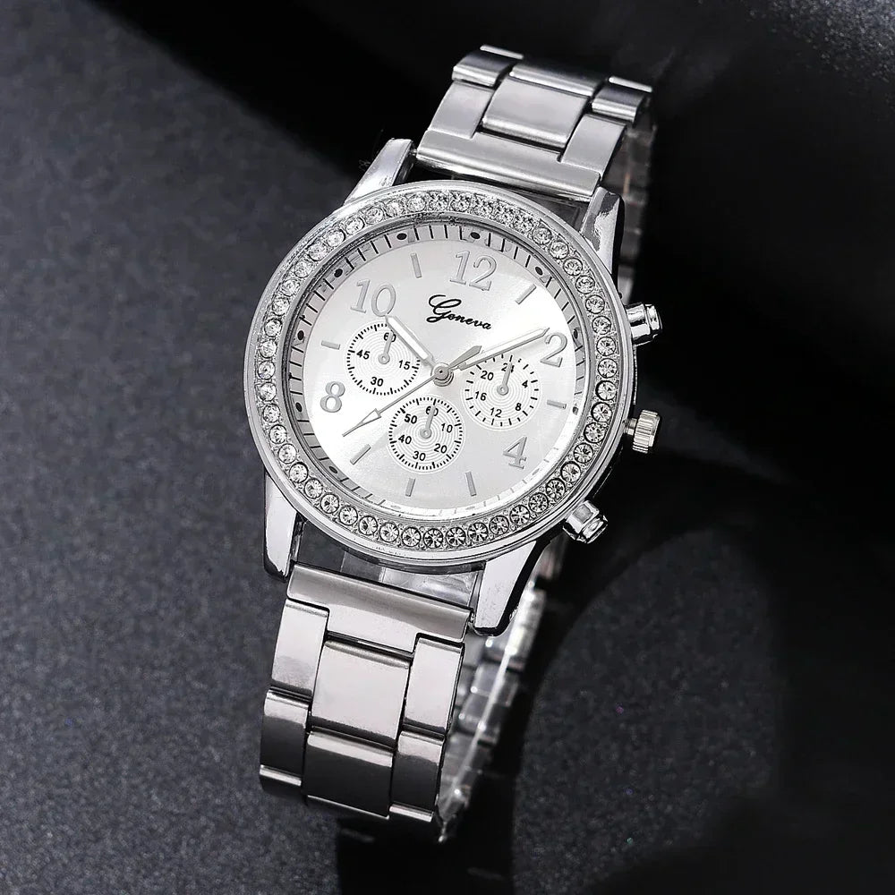 2025 New Fashion Women Diamond Rose Gold Watch Luxury Reloj Mujer Wristwatch Female Casual Stainless Steel Quartz Watches Clock