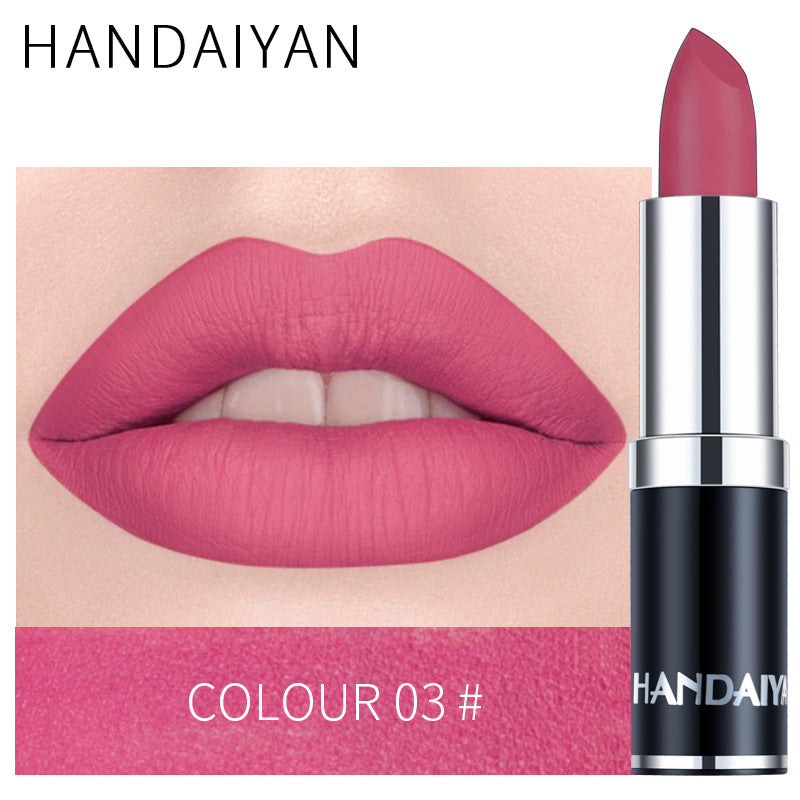 HANDAIYAN 12 Color Matte Lipstick Waterproof Moisturize Velvet Sexy Lip Gloss Popular Color Hot Selling Fashion Beauty Lipstick