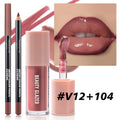 2pcs/Set Velvet Texture Lip Makeup,Matte Effect, Red, Brown Colors, Create a Moisturizing and Natural Lip Makeup