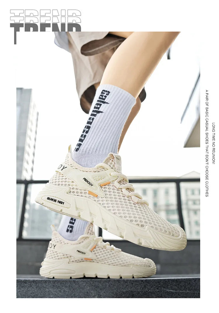 2025 Men's Casual Shoes Summer Beach Anti-slip Wading Shoes Outdoor Comfortable Breathable Mesh Sneakers Men Zapatos De Hombre