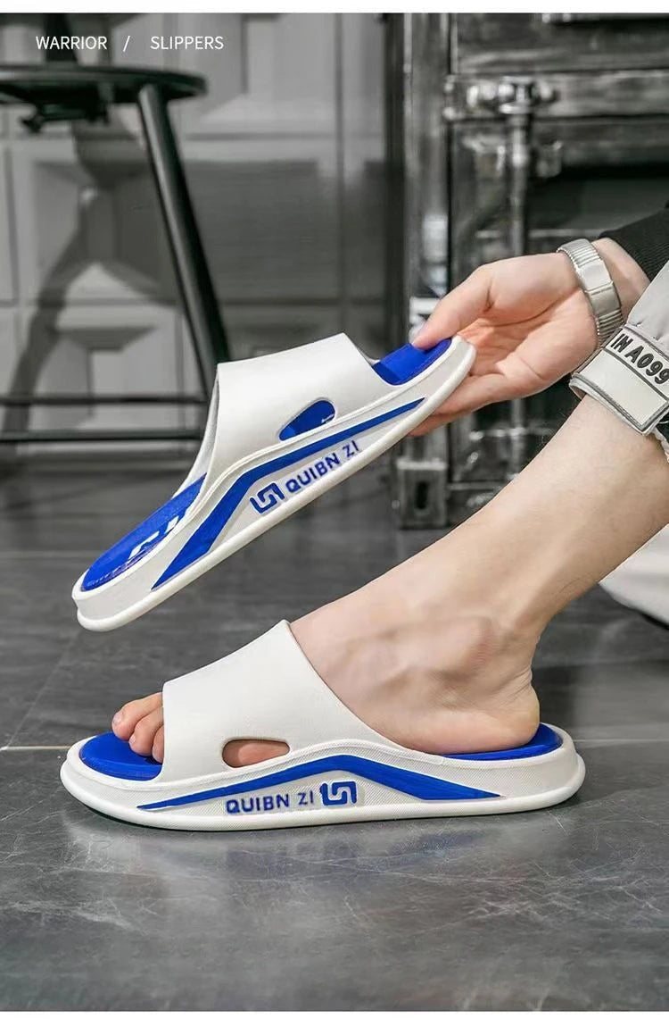 Fashion Men Slippers PVC Soft Sole Non-slip Men Flip Flops Outdoor Thick Bottom Beach Sandals Home Bathroom Couples Slippers New