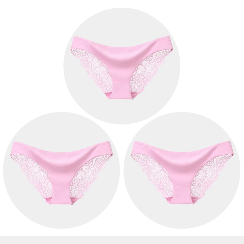 Women's Seamless Underwear Leopard Intimate Women Sexy Lace Black Floral Panties Seamless Panty 3pcs/set