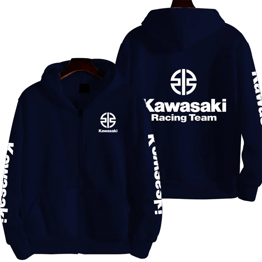 Kawasaki Logo Racing Motorcycle Team Men Zip Up Hoodie Spring Autumn Fashion Man Sweater 2025 New Sport Woman Jacket Coats