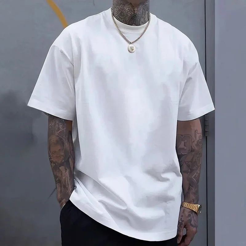 Hot Sales Mens T-shirt Cotton Solid Color Short Sleeved High Quality Casual Tees Outdoor Sports Jogging Soft Black White T-shirt