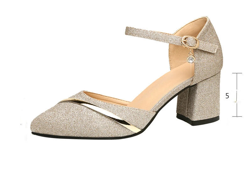 Women's High Heels Fashion High Quality Women Sandals Golden Party Night Club Pumps Sexy Sequins Women Shoes Sandalias de mujer