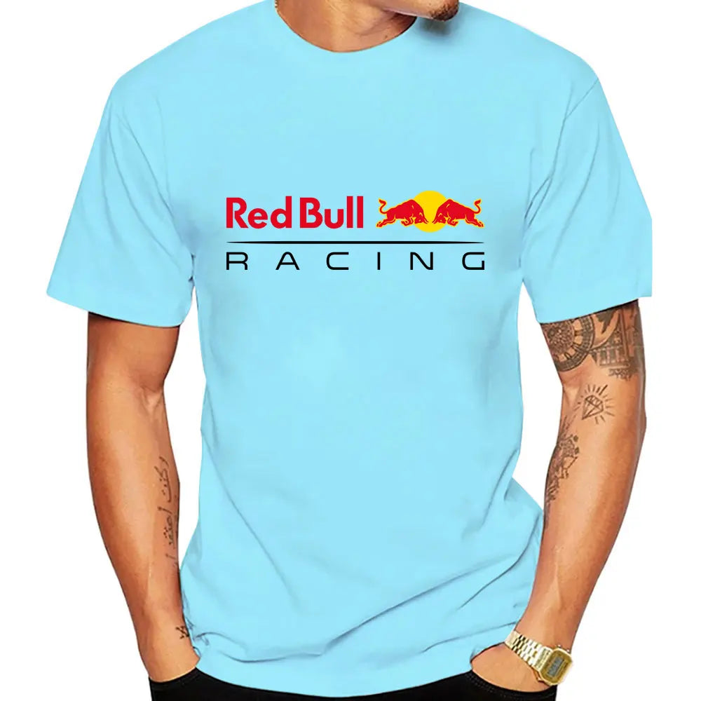 Red Bull Logo Racing Team Men Summer T-shirt Short Sleeve Women T Shirts 100% Cotton Fashion Couple Oversized Clothes Tees Tops