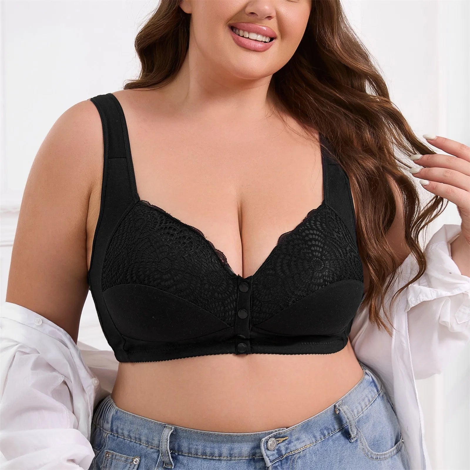 Wireless Bras For Women Plus Size Push Up Bralettes No Underwire Bra Front Closure Wirefree Bustier Tops Soft Comfort Underwear