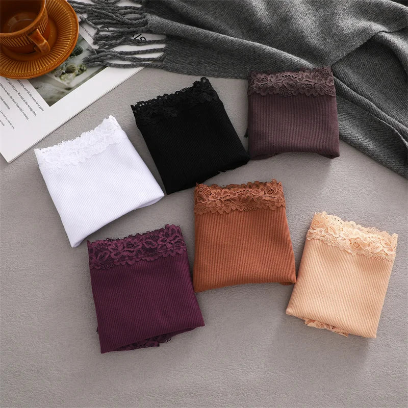 3PCS/Set Sexy Lace Cotton Panties for Women Flroal Lace Seamless Briefs Low Rise Lingerie Female Breathable Soft Underwear S-XL