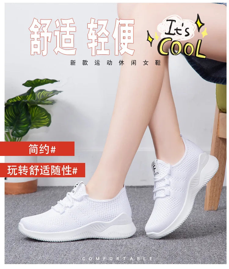 Comfortable Women's Casual Sneakers Summer Breathable Flat Shoes Fashion Women Sneakers Versatile Lace-Up Running Shoes 2025 New