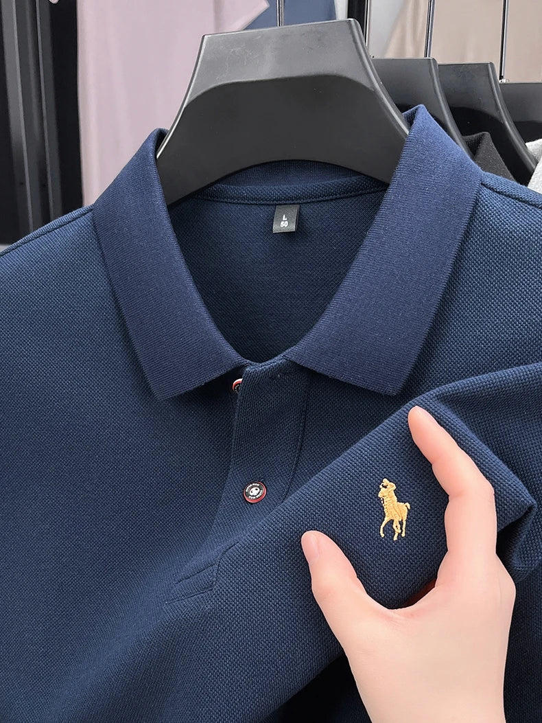 Premium Luxury Brand Men's Polo Shirt Lapel Horse Embroid Short Sleeve 100Cotton T-Shirt Business Office Golf Summer Men's Wear