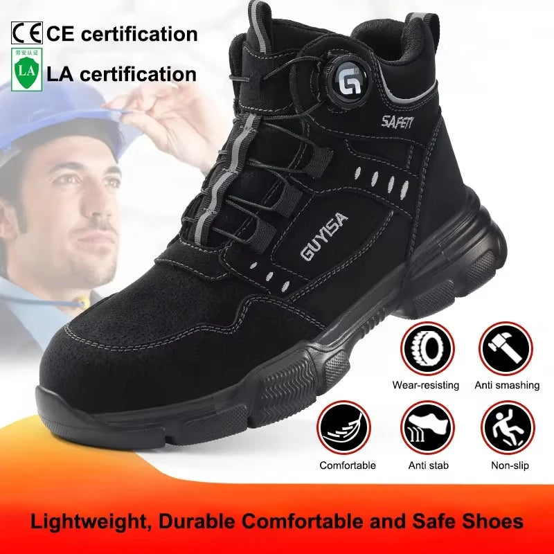 Men's Rotating Button Anti-Smash Anti-puncture Steel toe work Safety Shoes Men Work Boots Protective Women Sneakers Shoes