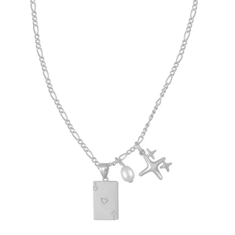 18K Gold Plated Stainless Steel Freshwater Pearl Star Poker Necklace Guardian Tarot Card Pendant Necklaces Best Jewelry Gifts