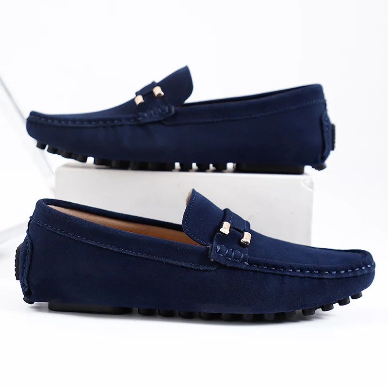 2025 New Cool Men France Style Gentleman Casual Shoes Suede Leather Adult Business Formal Officer Loafers Male Driver Shoes