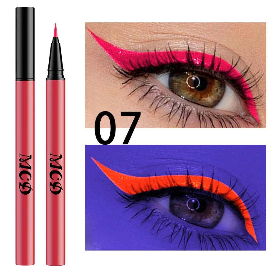 1PC UV Light Neon Eyeliner Pen Eyes Makeup Blue Green Waterproof Liquid Color Eye Liner Pencil Make Up Cosmetics Yellow Purple
