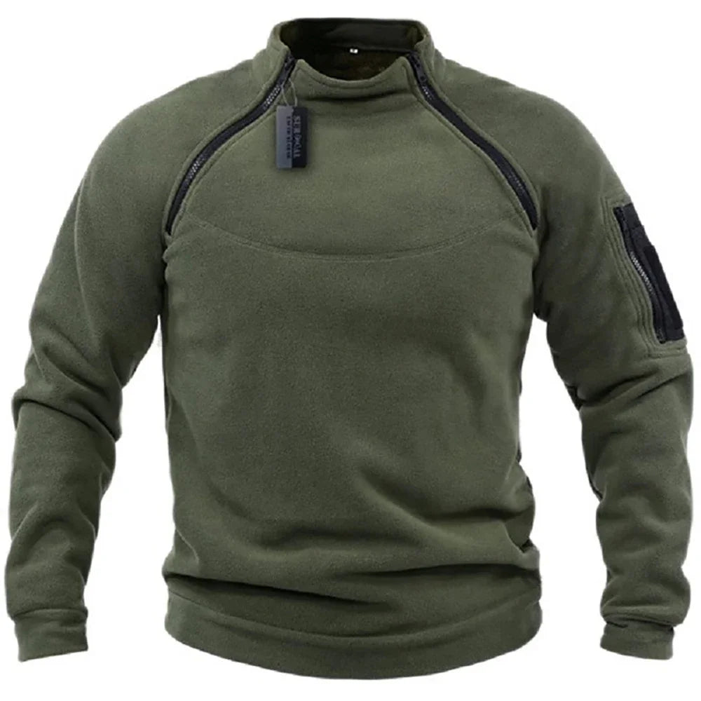 Outdoor Men's TacticalFleece Jacket Clothes Warm Zippers Pullover Men Windproof Coat Thermal Hiking Sweatshirt