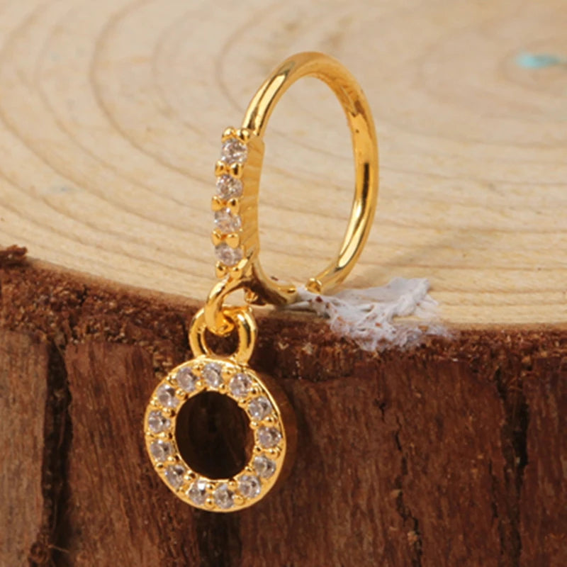 Gold Plated Pendant Nose Ring Hoop for Women Crystal Nose Hoop Protection Jewelry Nose Piercing Cartilage Earring Piercing