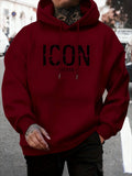 2025 Men'S Autumn and Winter New Collection  Casual Pullover Sport Hoodie with "ICON" & "LEGEND" Graphic Print Fashion Hoodie