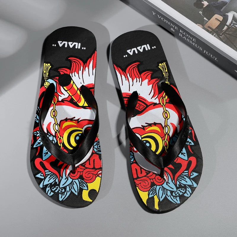 Flip Flops men's summer non-slip sandals men's foot clamp trend rubber abrasion resistant outer wear beach shoes slippers men