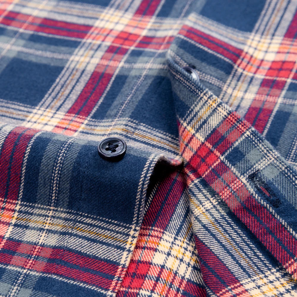 Men's Flannel Shirt Long Sleeve Plaid Button Down Shirts Regular Fit Casual Work Soft Cotton Tops Family Gathering with Pocket