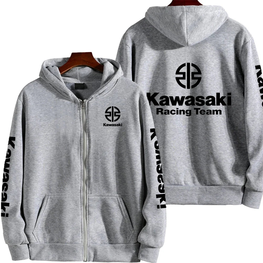 Kawasaki Logo Racing Motorcycle Team Men Zip Up Hoodie Spring Autumn Fashion Man Sweater 2025 New Sport Woman Jacket Coats