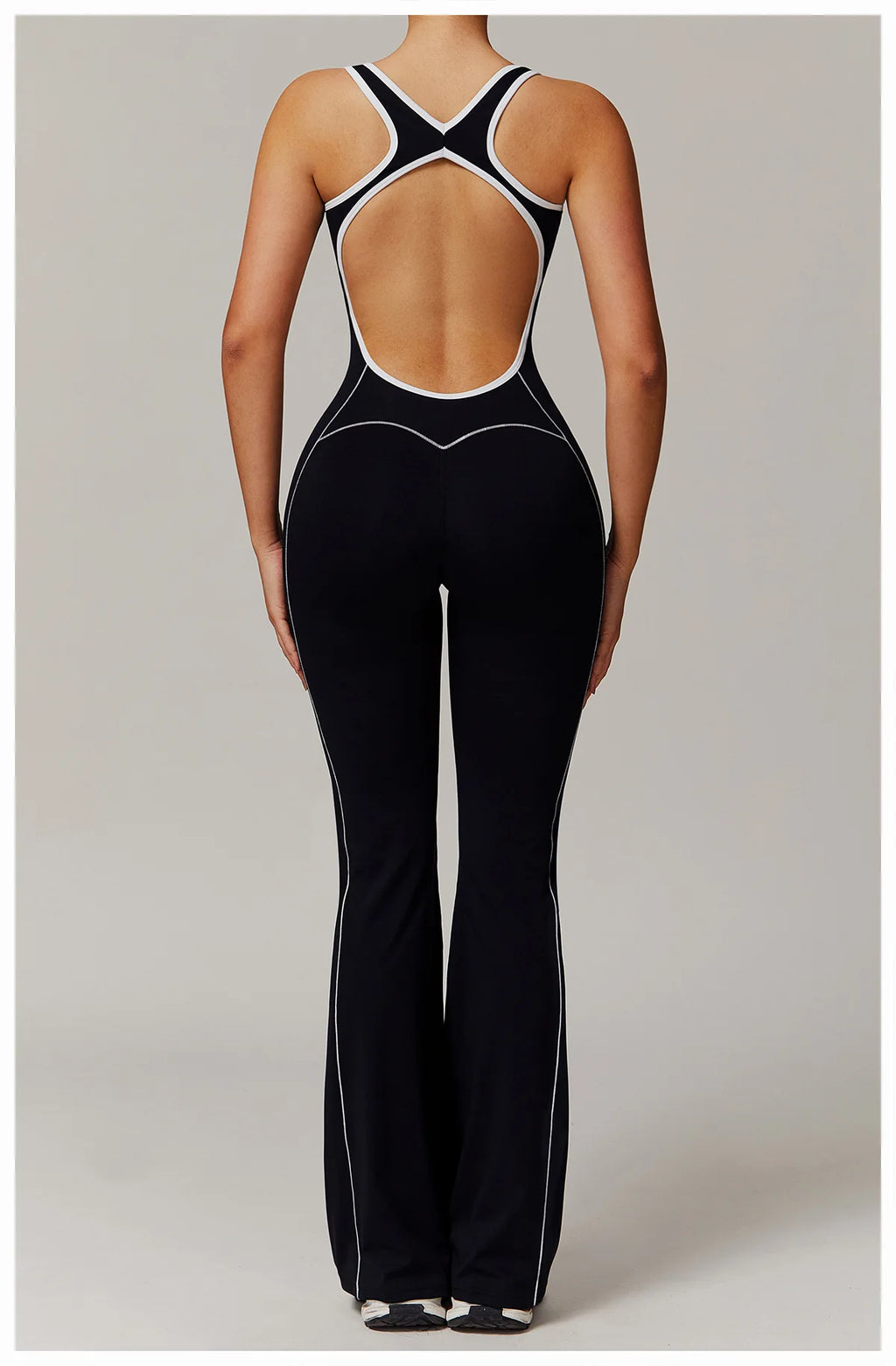 Sexy Backless Bodysuit Women's Set Tracksuits Fitness Sports Jumpsuit Yoga One-piece Suit Flared Pant Fast Dry Workout Clothes