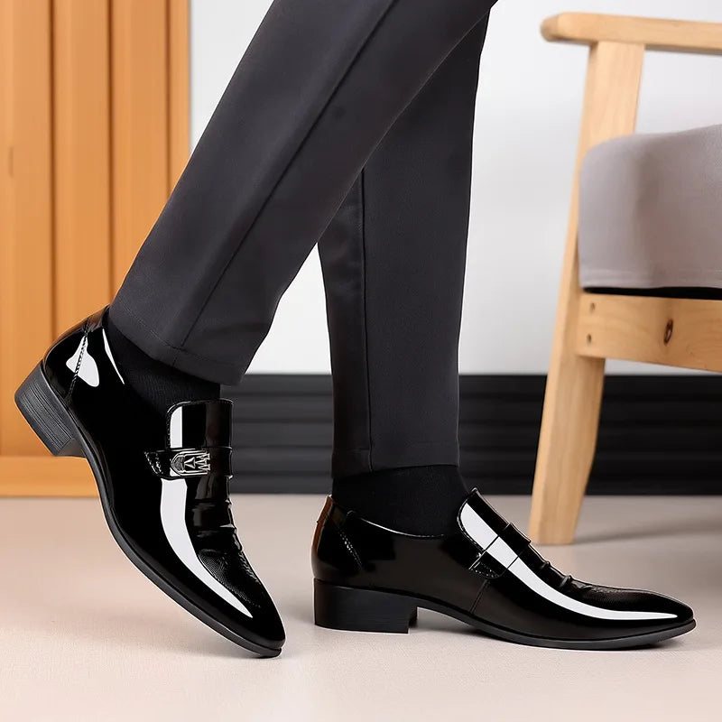2025 New Men's Leather Shoes Fashion Business Mens Formal Shoe Plus Size Slip on Wedding Shoes Pointed Toe Summer Shoes for Men