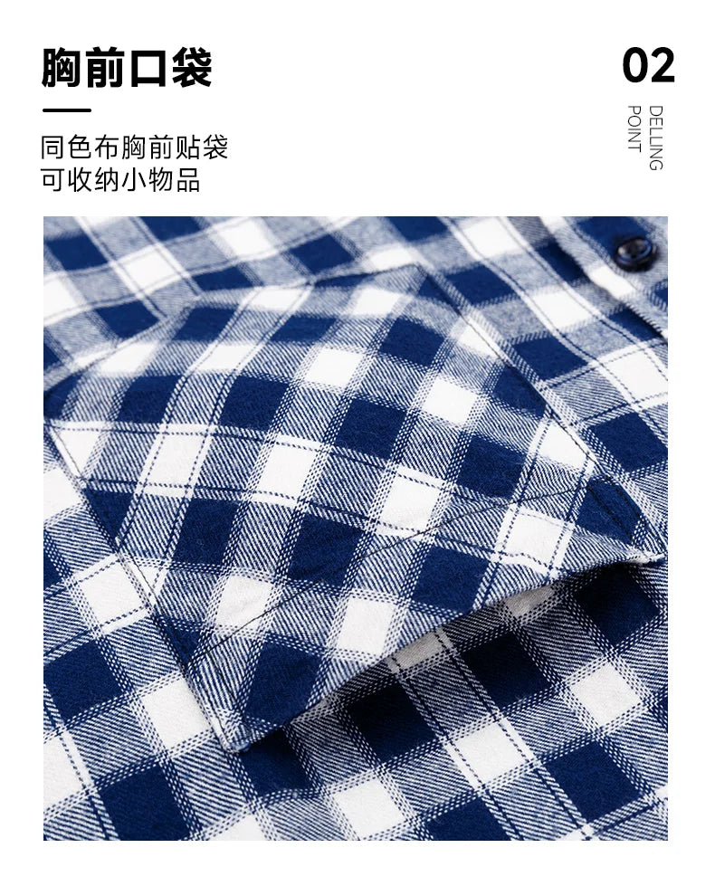 Pure Cotton Men's Plaid Shirts Long Sleeved Regular Fit Casual Office Fashion Shirts Leisure Autumn Male Check Blouses Plus Size