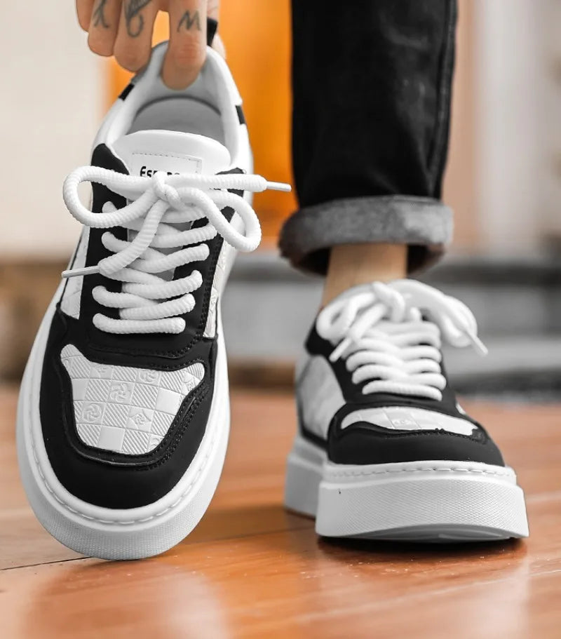 New Korean Version Printed Men Skateboarding Shoes Men Fashinable Increase Breathability Platform White Shoes Sports Casual Shoe