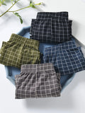 4-Piece Set Of Plaid Printed Elderly Aro Pants Casual And Loose Men's Boxer Shorts Comfortable And Breathable Underwear