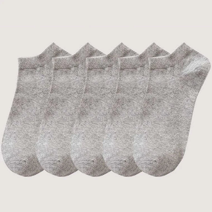 10pcs=5 Pairs Low Cut Mens Socks Solid Color Black White Grey Breathable Cotton Sports Socks Female Male Short Ankle Socks Women