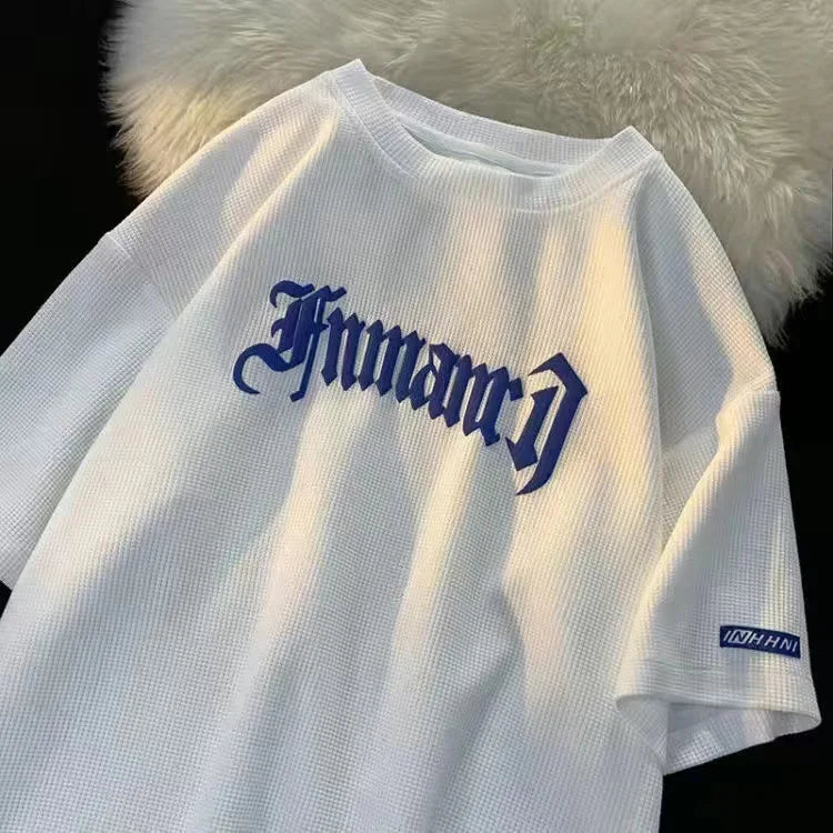 Cross-border Waffle Casual Summer Ice Silk Short-sleeved Sports Clothes Set Men's T-shirt Men's Clothing Set Matching