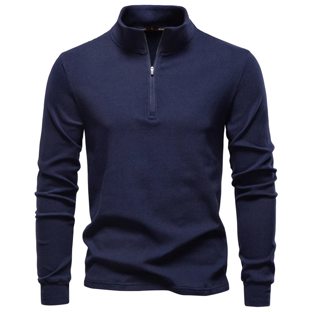 2025 New Men Stand-Up Collar Half-Zip Soft Shell Sweatshirt Long Sleeve Breathable Warm Pullover Casual Streetwear Jacket‌