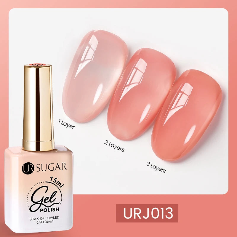 UR SUGAR 15ml Blood Red Jelly Gel Nail Polish Translucent Color Crystal Nude Gel Nail Art Varnish For Fall Winter Manicure