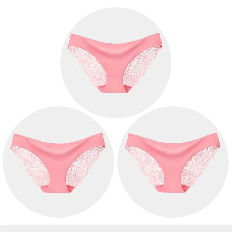 Women's Seamless Underwear Leopard Intimate Women Sexy Lace Black Floral Panties Seamless Panty 3pcs/set