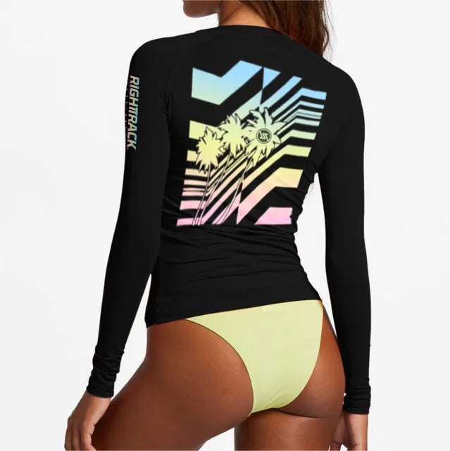 New Ladies Rashguard Long Sleeve Surfing Shirts Women's Lycra Fabric Surf Sexy Sweatshirt UV Protection RightTrack Swimwear