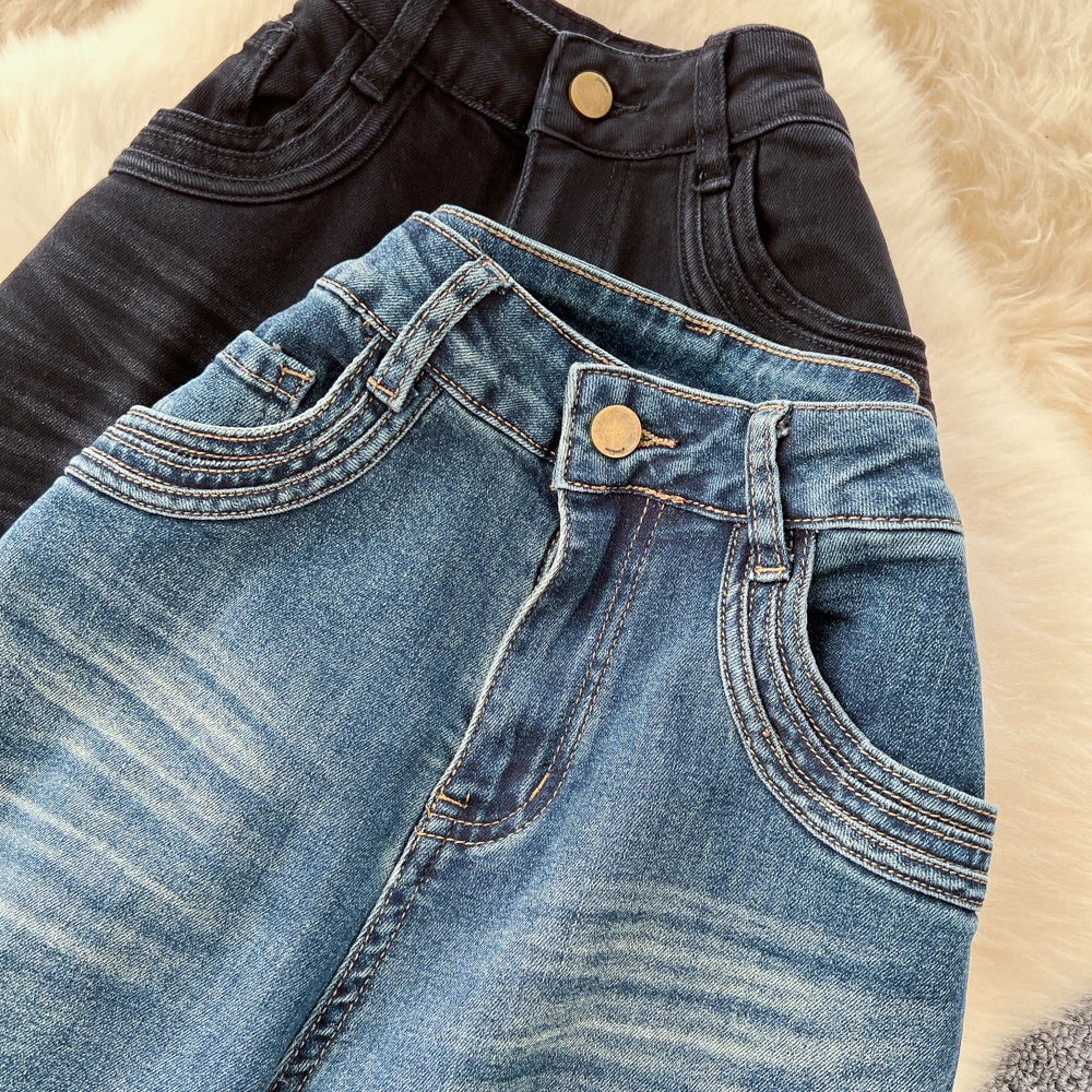 SINGREINY Female Do Old Vintage Jeans Zipper Casual Trendy Street Long Pants Chic High Waist Classic Versatile Boot Cut Trousers