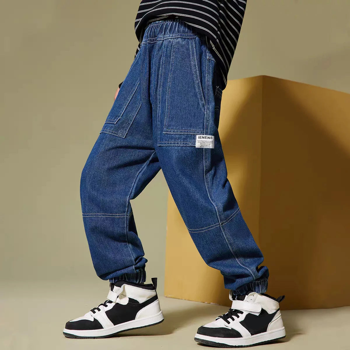 IENENS Jeans For Boys Clothes Kids Cowboy Sports Pants Children Denim Trousers Clothing Boy Bottoms Size 4 5 6 7 8 9 10 11 12