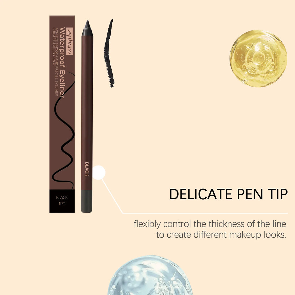 Zephoco Brown Eyeliner Pencil Waterproof Sweatproof Long Lasting Easy to Color Smooth Soft Gel Eyeliner Pencil Eye Makeup Set