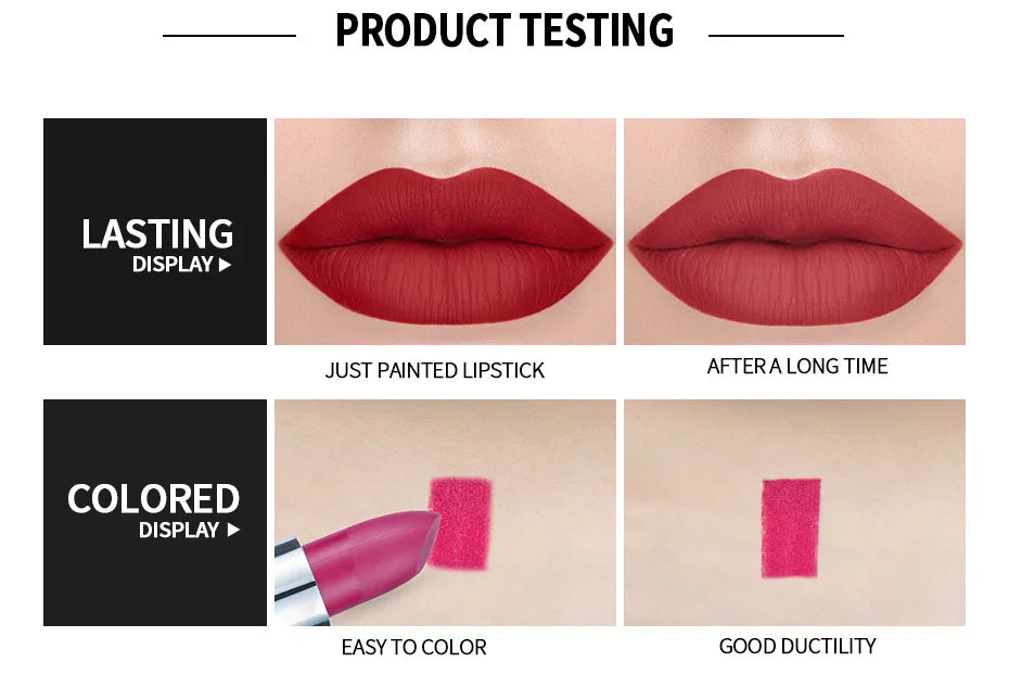 HANDAIYAN 12 Color Matte Lipstick Waterproof Moisturize Velvet Sexy Lip Gloss Popular Color Hot Selling Fashion Beauty Lipstick