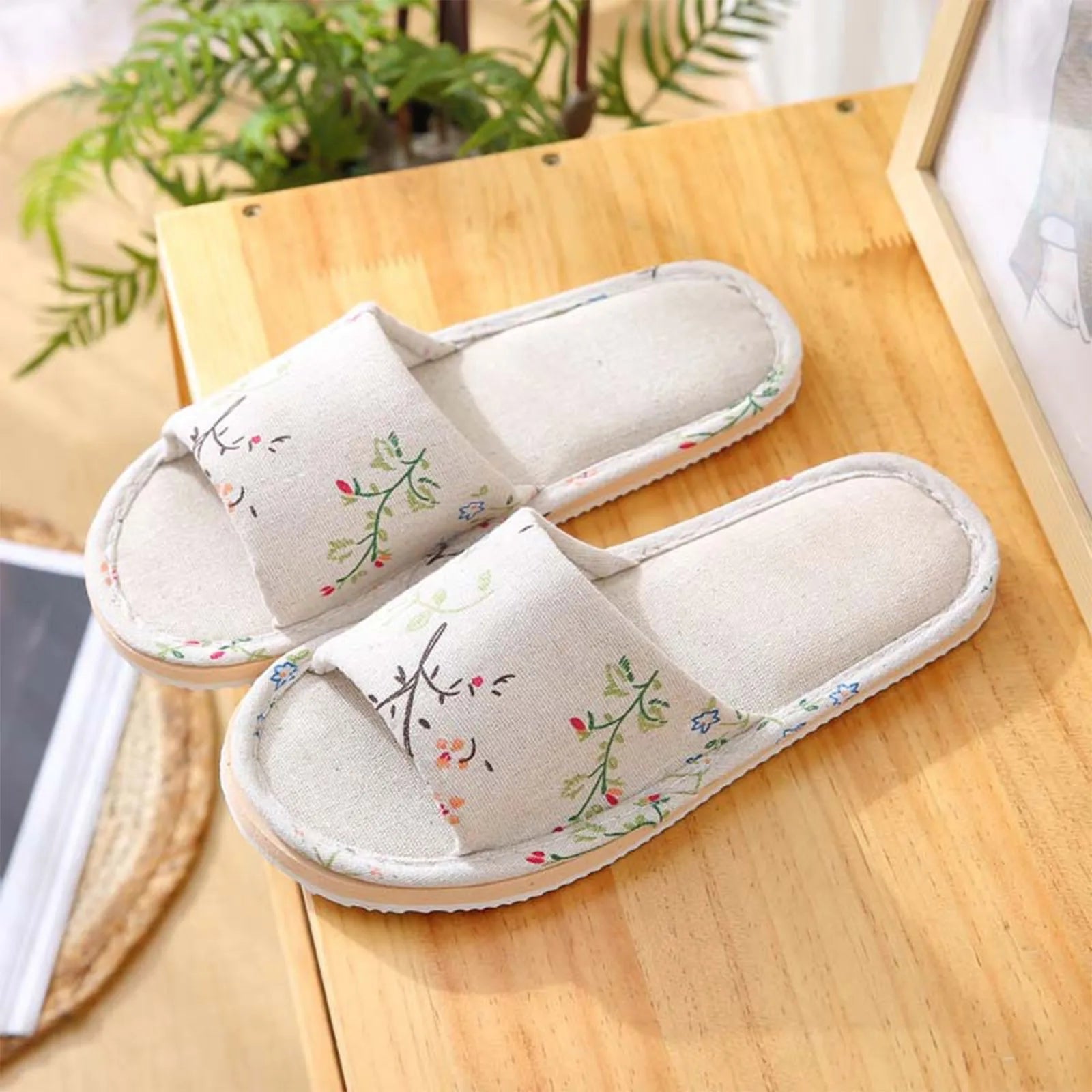 Fashion Slippers Casual Floral Women Home Indoor Comfortable Flat Shoes Bedroom Anti-slip Sandals Spring Autumn